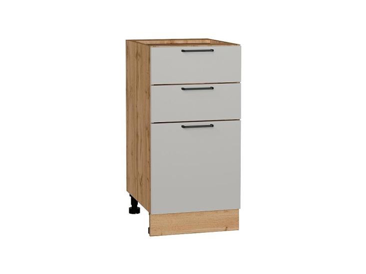 Шкаф нижний с 3-мя ящиками Флэт 400 Light Grey In 2S / Дуб вотан