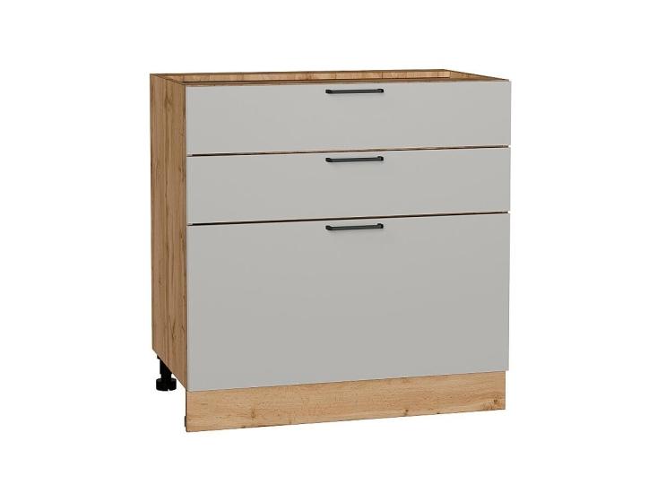 Шкаф нижний с 3-мя ящиками Флэт 800 Light Grey In 2S / Дуб вотан