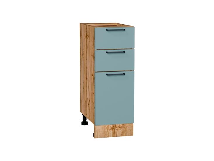 Шкаф нижний с 3-мя ящиками Флэт 300 Grey-green In 2S / Дуб Вотан