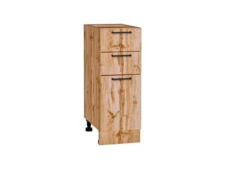 Шкаф нижний с 3-мя ящиками Флэт 300 Wotan Oak 2S / Дуб Вотан
