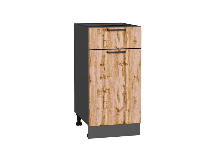 Шкаф нижний с 1 ящиком Флэт 400 Wotan Oak 2S / Graphite