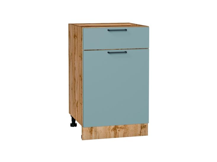 Шкаф нижний с 1 ящиком Флэт 500 Grey-green In 2S / Дуб Вотан