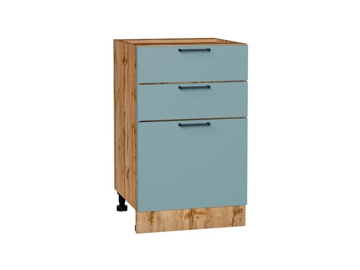 Шкаф нижний с 3-мя ящиками Флэт 500 Grey-green In 2S / Дуб Вотан