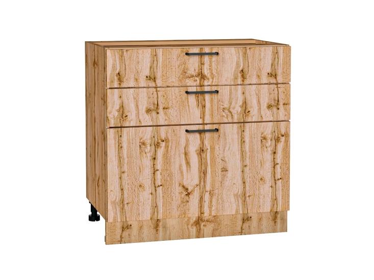 Шкаф нижний с 3-мя ящиками Флэт 800 Wotan Oak 2S / Дуб Вотан