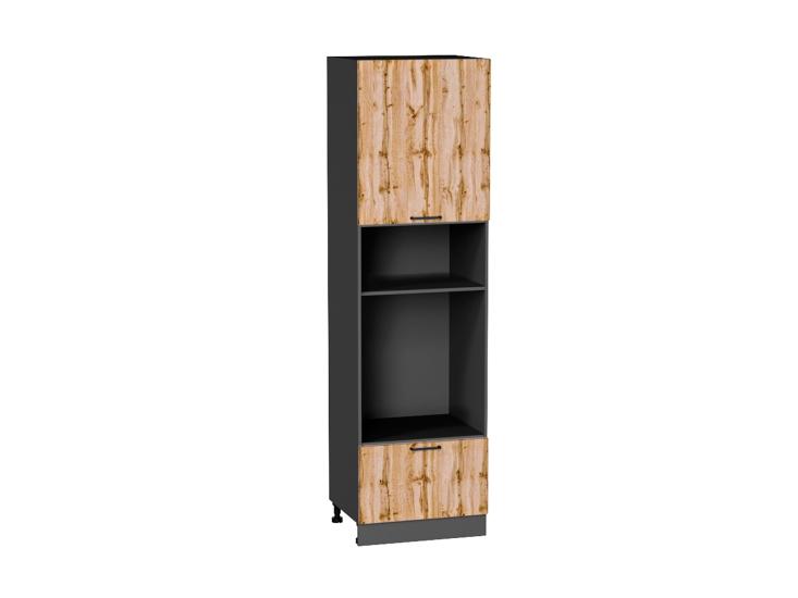 Шкаф пенал под бытовую технику Флэт 600 (для верхних шкафов 720) Wotan Oak 2S / Graphite