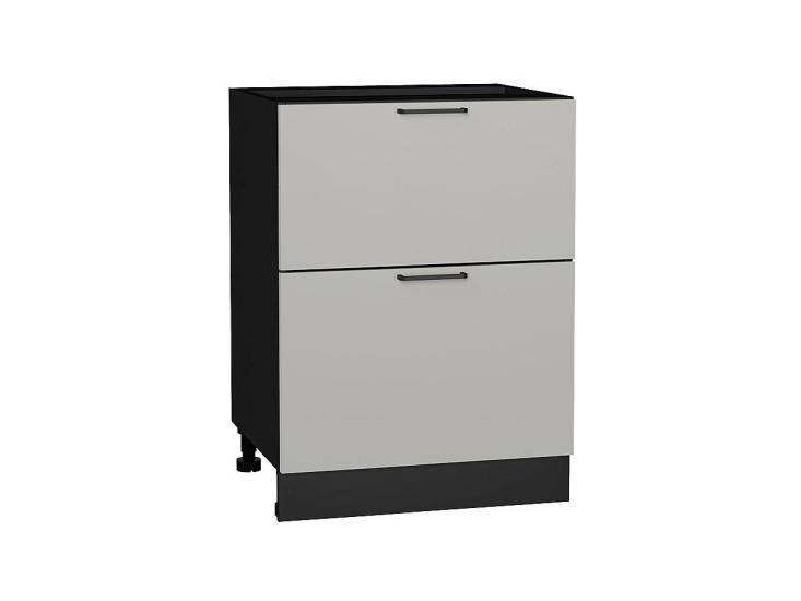 Шкаф нижний с 2-мя ящиками Флэт 600 Light Grey In 2S / Graphite