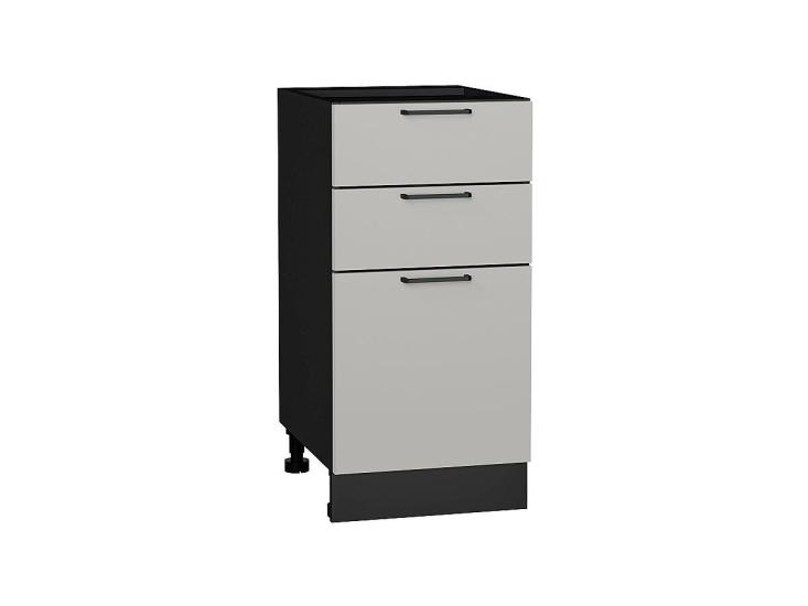 Шкаф нижний с 3-мя ящиками Флэт 400 Light Grey In 2S / Graphite