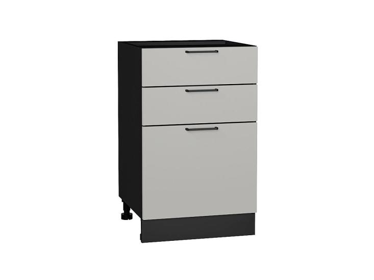 Шкаф нижний с 3-мя ящиками Флэт 500 Light Grey In 2S / Graphite