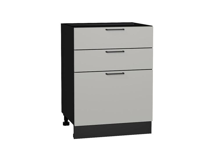 Шкаф нижний с 3-мя ящиками Флэт 600 Light Grey In 2S / Graphite