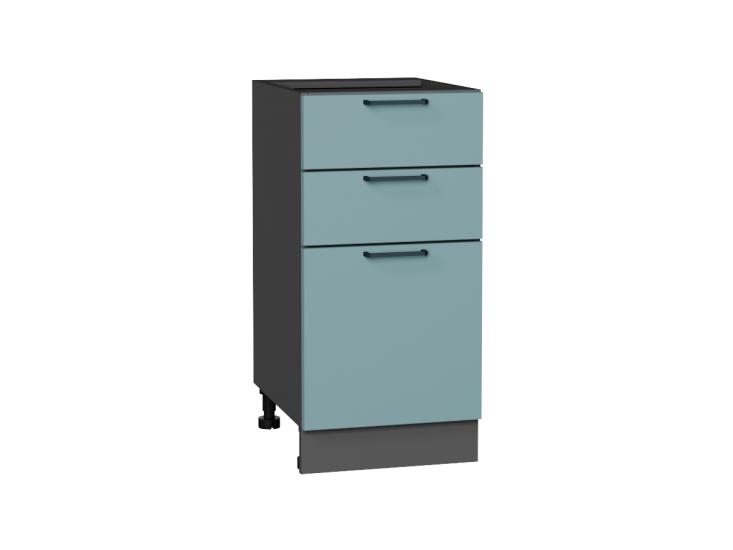 Шкаф нижний с 3-мя ящиками Флэт 400 Grey-green In 2S / Graphite