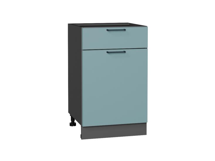 Шкаф нижний с 1 ящиком Флэт 500 Grey-green In 2S / Graphite