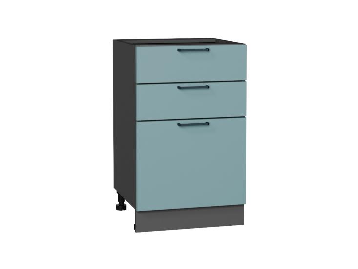 Шкаф нижний с 3-мя ящиками Флэт 500 Grey-green In 2S / Graphite