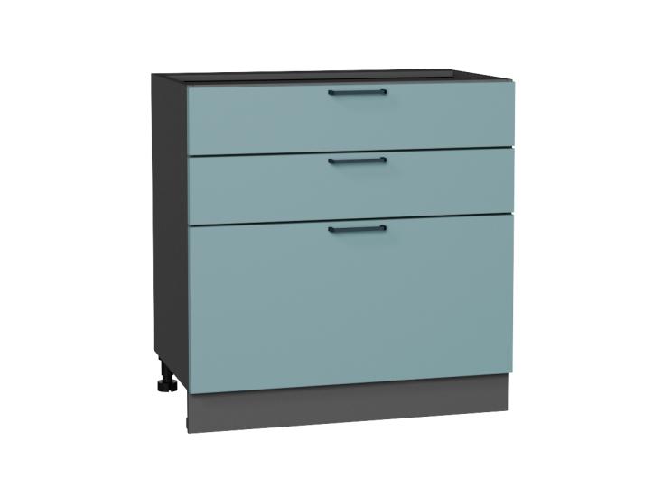 Шкаф нижний с 3-мя ящиками Флэт 800 Grey-green In 2S / Graphite