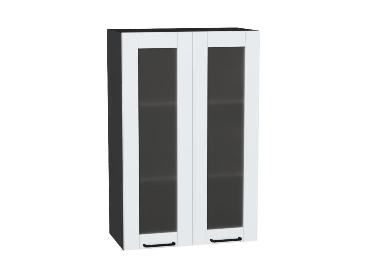 Шкаф верхний со стеклом Флэт 600Н White In 2S / Graphite