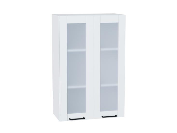 Шкаф верхний со стеклом Флэт 600Н White In 2S / Белый