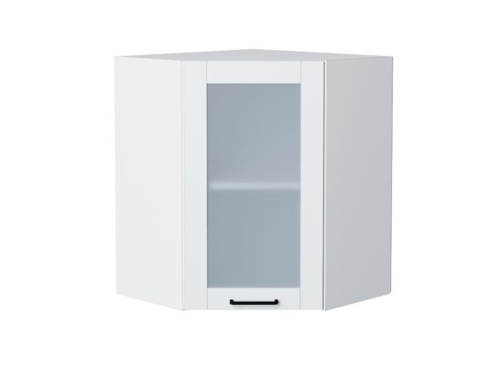 Шкаф верхний угловой со стеклом Флэт 590 White In 2S / Белый