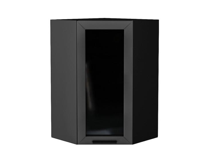 Шкаф верхний угловой со стеклом Глетчер 590Н Маренго Силк / Graphite