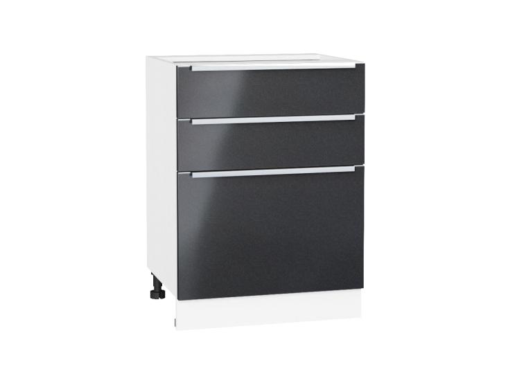 Шкаф нижний Фьюжн 600 с 3-мя ящиками Anthracite / Белый