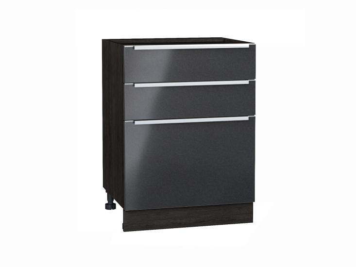 Шкаф нижний Фьюжн 600 с 3-мя ящиками Anthracite / Graphite