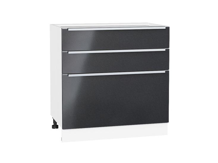Шкаф нижний с 3-мя ящиками Фьюжн 800 Anthracite / Белый