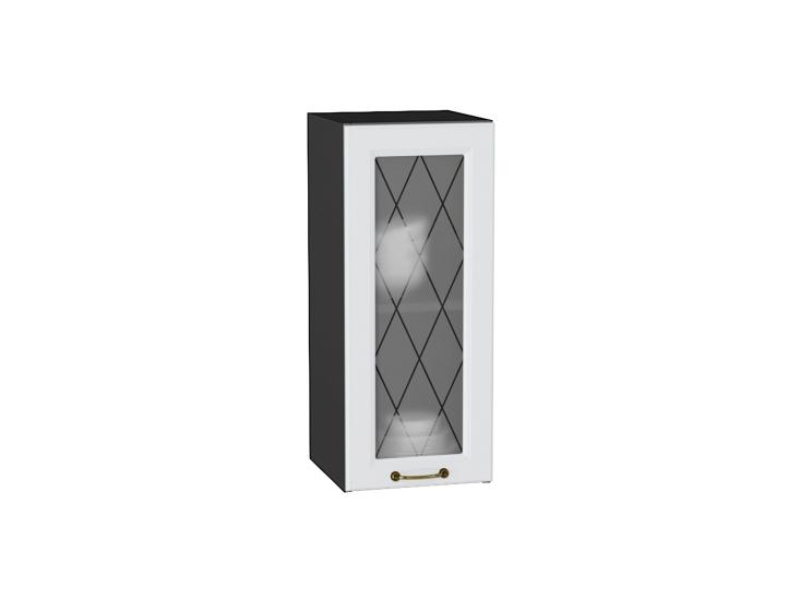 Шкаф верхний со стеклом Ницца 300 Белый / Graphite