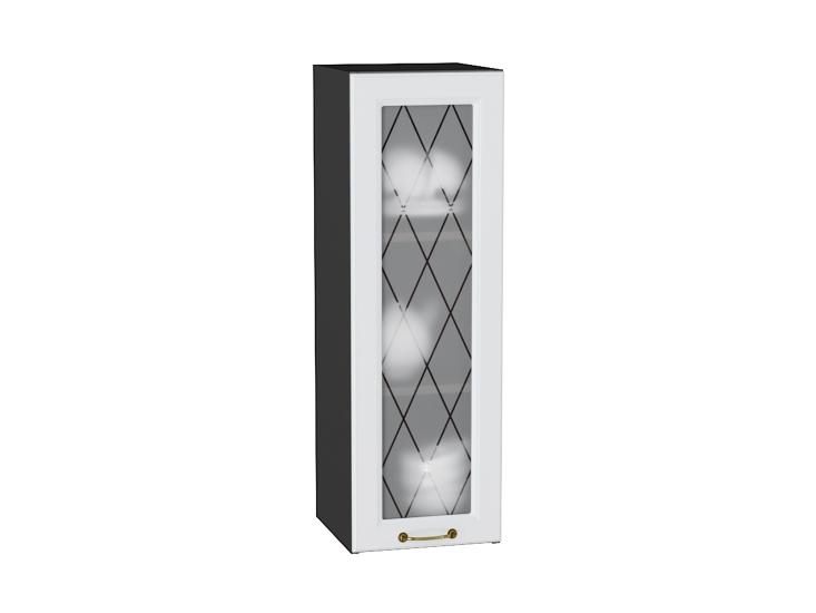 Шкаф верхний со стеклом Ницца 300Н Белый / Graphite