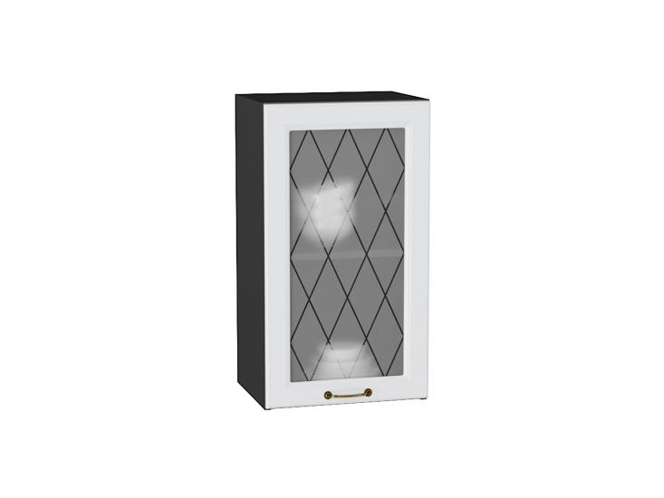 Шкаф верхний со стеклом Ницца 400 Белый / Graphite