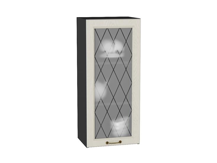 Шкаф верхний со стеклом Ницца 400Н Дуб крем / Graphite