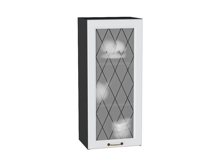 Шкаф верхний со стеклом Ницца 400Н Белый / Graphite
