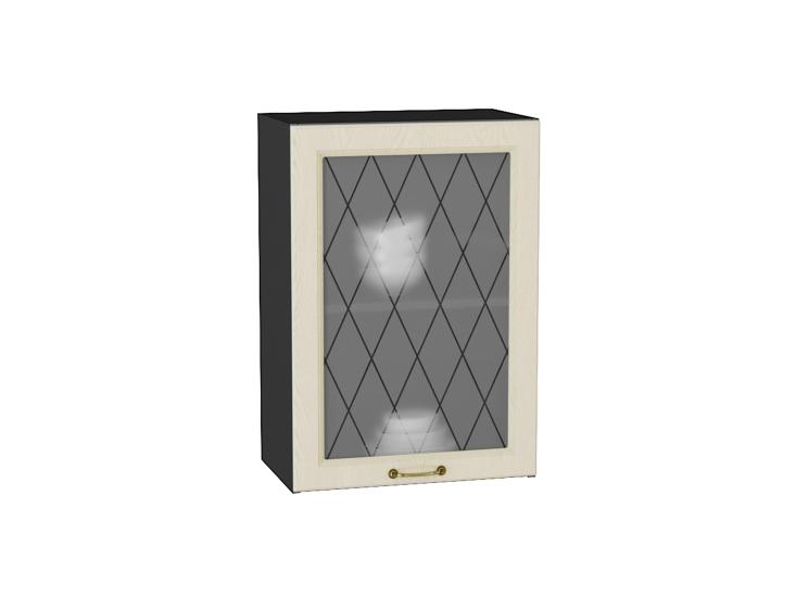 Шкаф верхний со стеклом Ницца 500 Дуб крем / Graphite