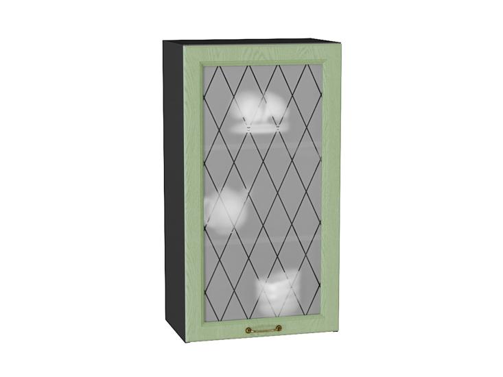 Шкаф верхний со стеклом Ницца 500Н Дуб оливковый / Graphite