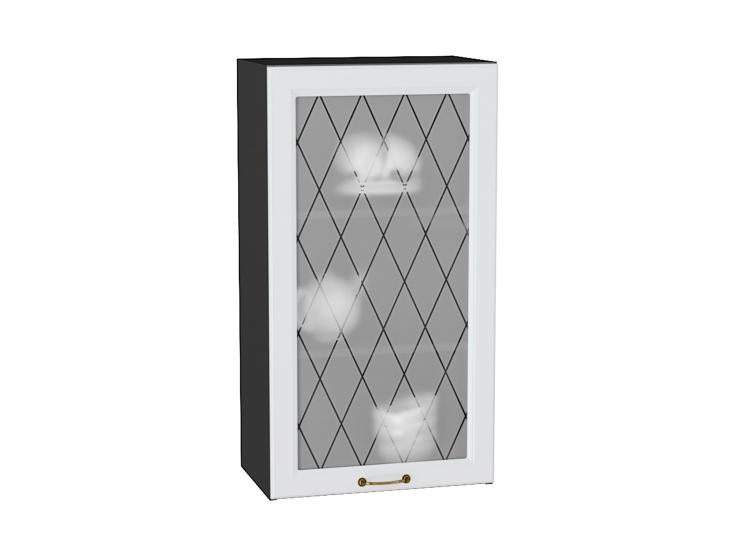 Шкаф верхний со стеклом Ницца 500Н Белый / Graphite