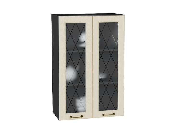 Шкаф верхний со стеклом Ницца 600Н Дуб крем / Graphite
