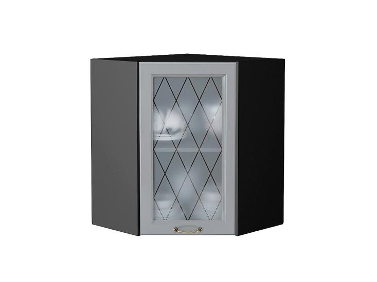 Шкаф верхний угловой со стеклом Ницца 590 Графит / Graphite