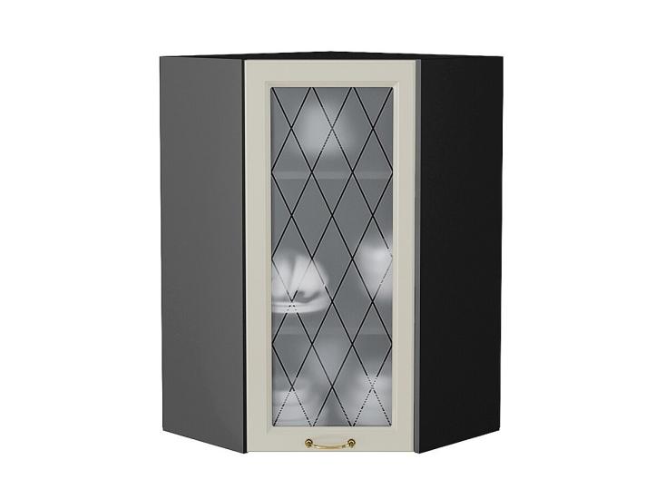 Шкаф верхний угловой со стеклом Ницца 590Н Агат / Graphite
