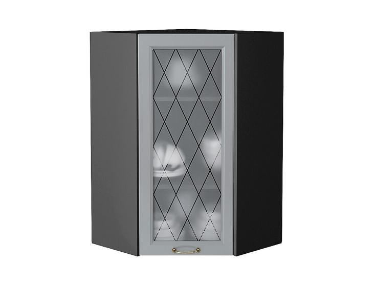 Шкаф верхний угловой со стеклом Ницца 590Н Графит / Graphite