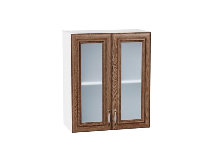 Шкаф верхний со стеклом Шале 600 Brown Dreamline / Белый