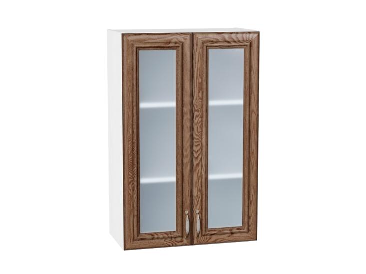 Шкаф верхний со стеклом Шале 600Н Brown Dreamline / Белый