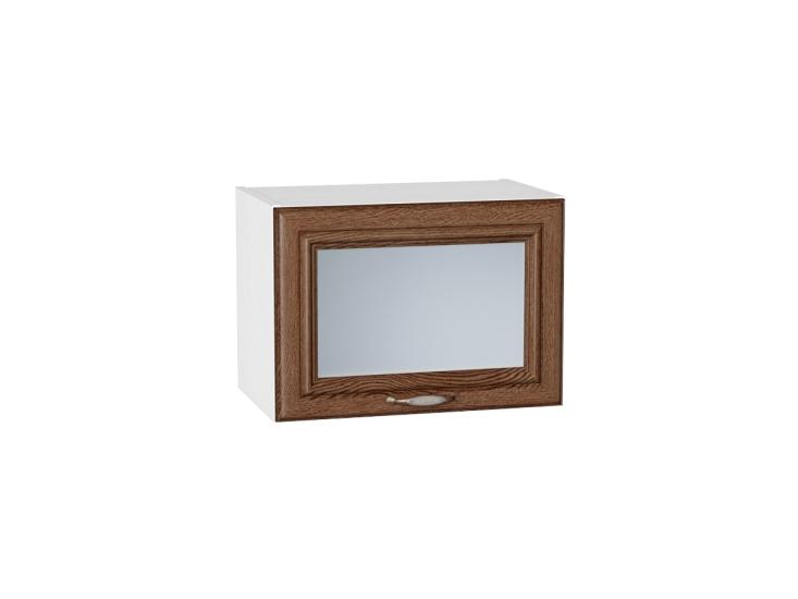 Шкаф верхний горизонтальный со стеклом Шале 500 Brown Dreamline / Белый