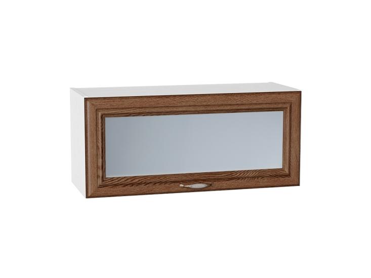 Шкаф верхний горизонтальный со стеклом Шале 800 Brown Dreamline / Белый