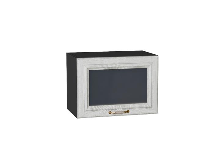 Шкаф верхний горизонтальный со стеклом Шале 500 White Dreamline / Graphite