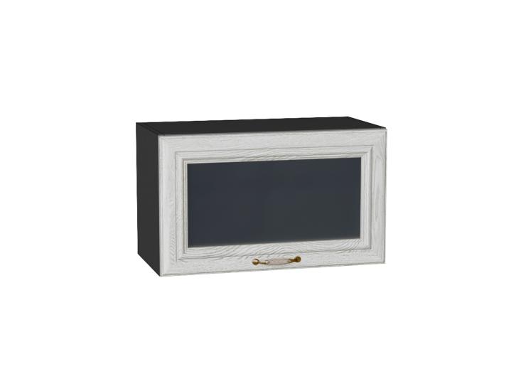 Шкаф верхний горизонтальный со стеклом Шале 600 White Dreamline / Graphite