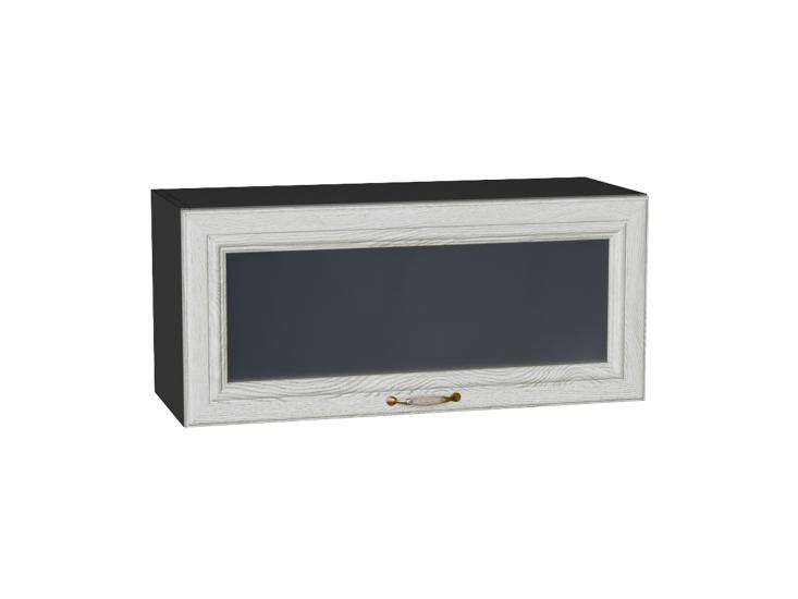 Шкаф верхний горизонтальный со стеклом Шале 800 White Dreamline / Graphite