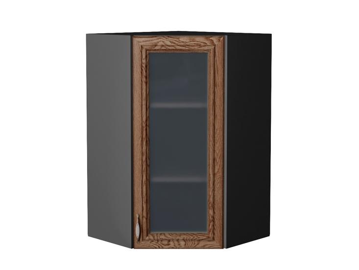 Шкаф верхний угловой со стеклом Шале 590Н Brown Dreamline / Graphite