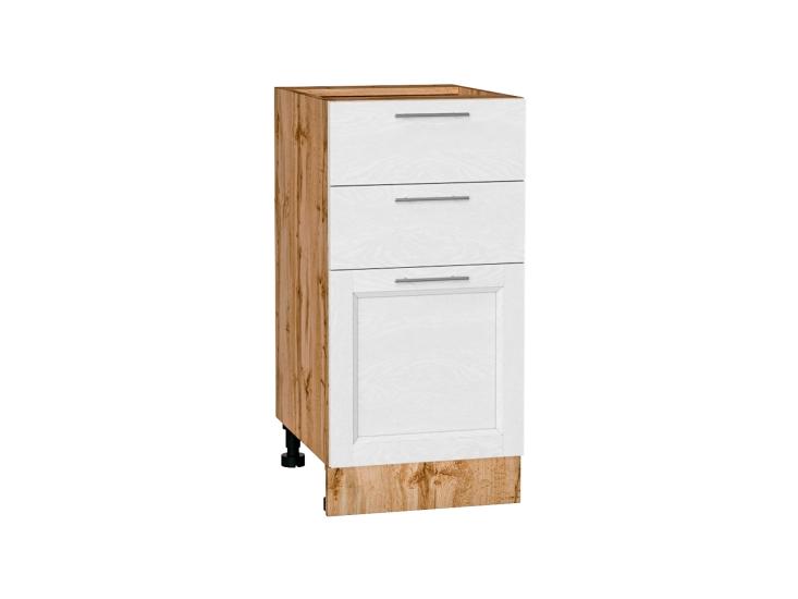 Шкаф нижний с 3-мя ящиками Сканди 400 White Softwood / Дуб Вотан