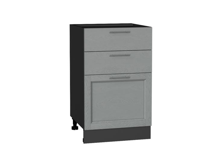 Шкаф нижний с 3-мя ящиками Сканди 500 Grey Softwood / Graphite