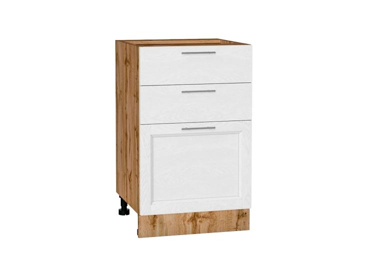 Шкаф нижний с 3-мя ящиками Сканди 500 White Softwood / Дуб Вотан