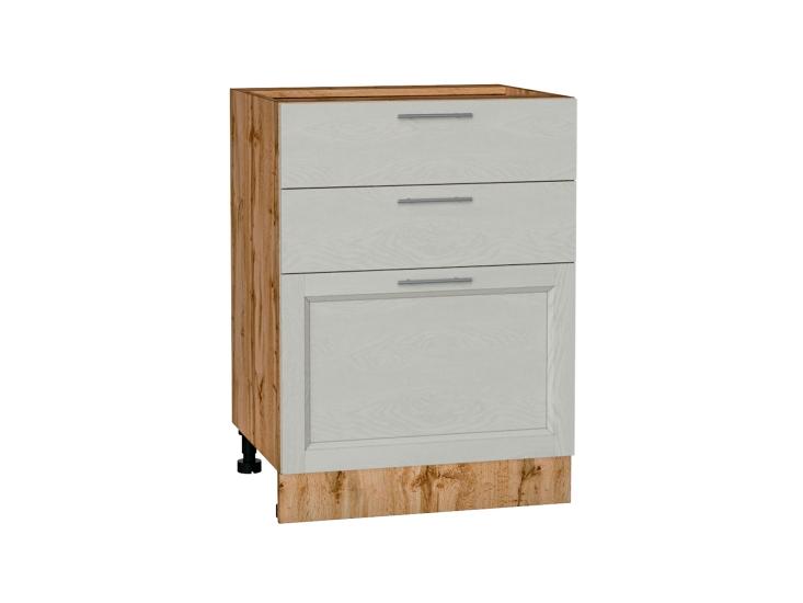 Шкаф нижний с 3-мя ящиками Сканди 600 Cappuccino Softwood / Дуб Вотан