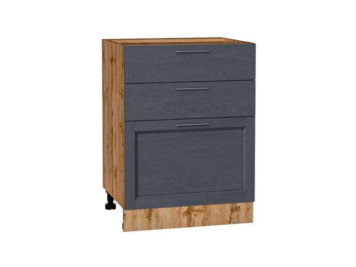 Шкаф нижний с 3-мя ящиками Сканди 600 Graphite Softwood / Дуб Вотан