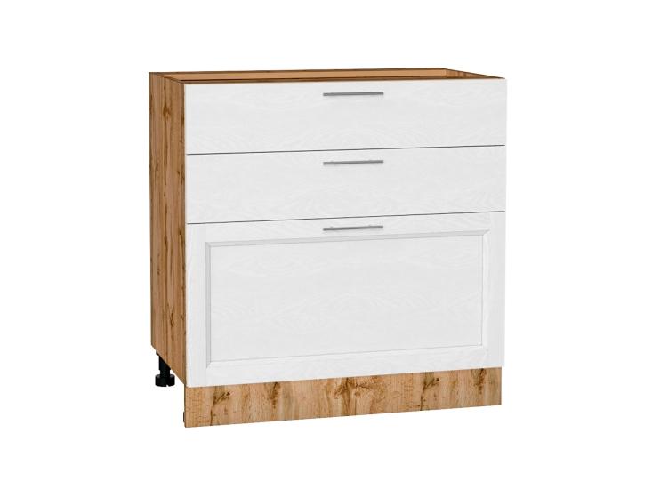 Шкаф нижний с 3-мя ящиками Сканди 800 White Softwood / Дуб Вотан